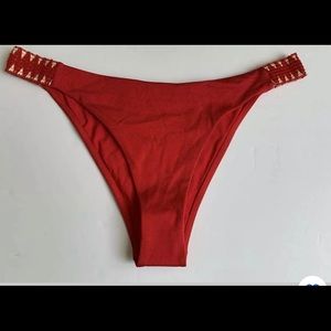 NEW TOPSHOP HIGH HIP Red BIKINI BOTTOM SWIM SZ 12